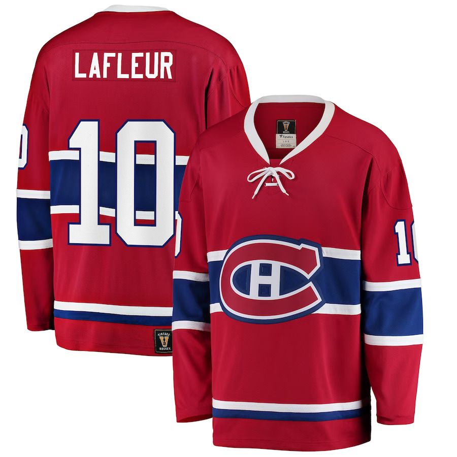 Men Montreal Canadiens #10 Guy Lafleur Fanatics Branded Red Premier Breakaway Retired Player NHL Jersey